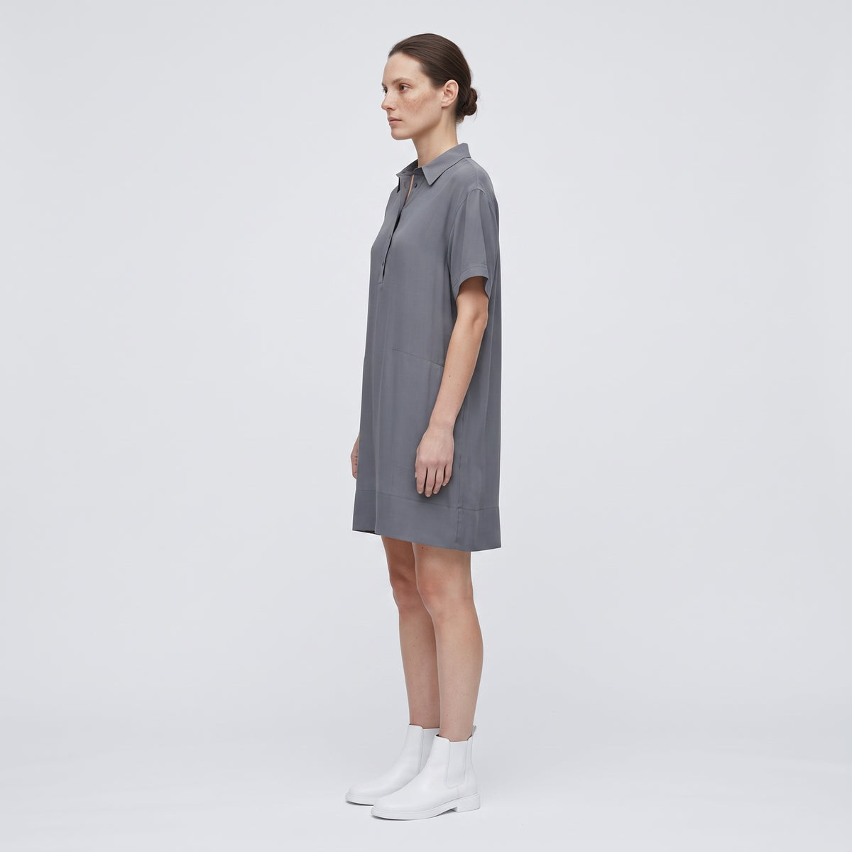 Minimalist Grey Polo Dress