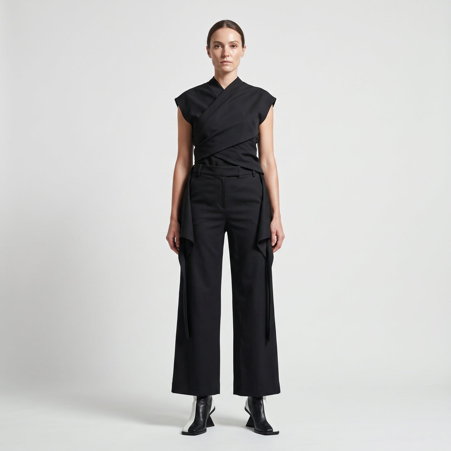 Structured Drape Detail Trousers