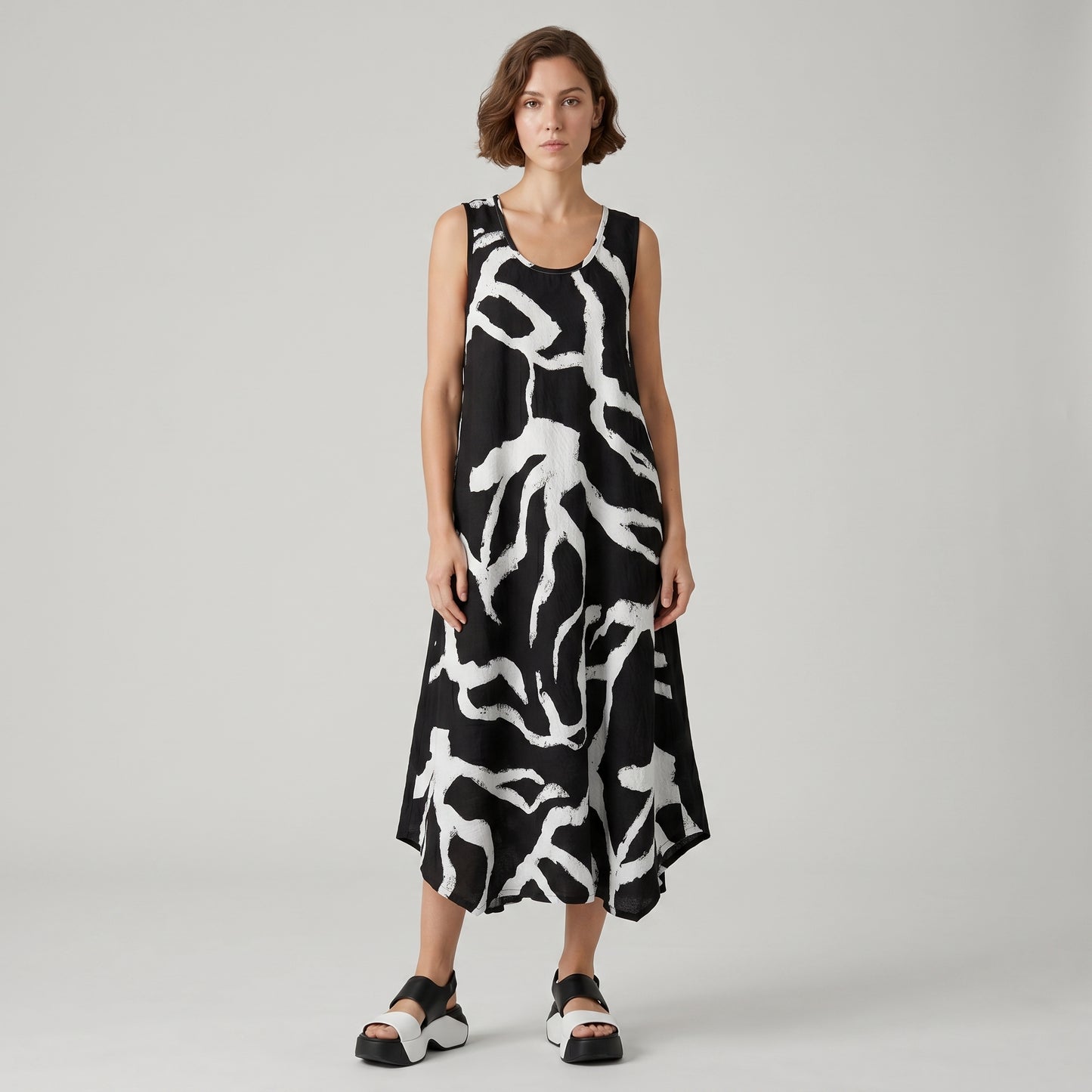 Abstract Print A-Line Dress