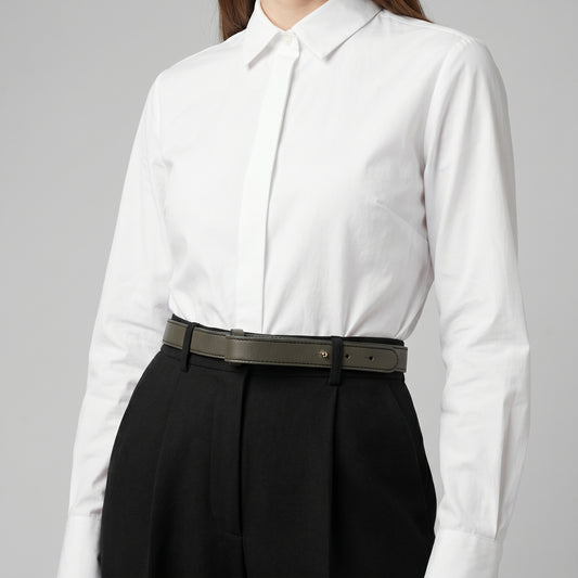 Minimalist Grey Leather Belt
