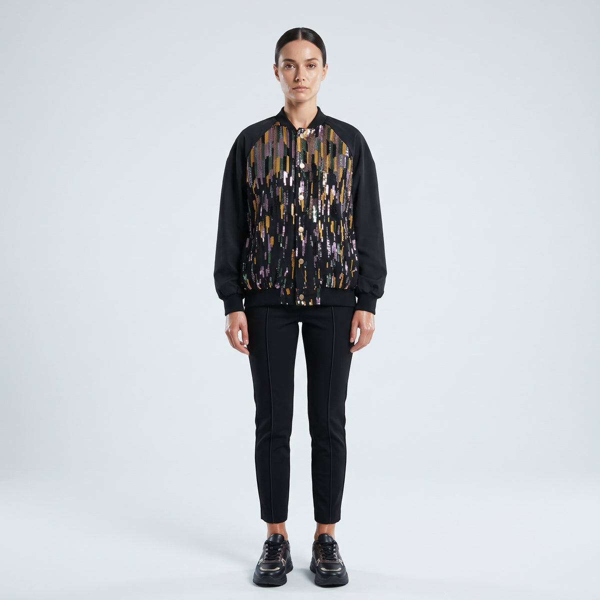Embellished Sequin Varsity Jacket