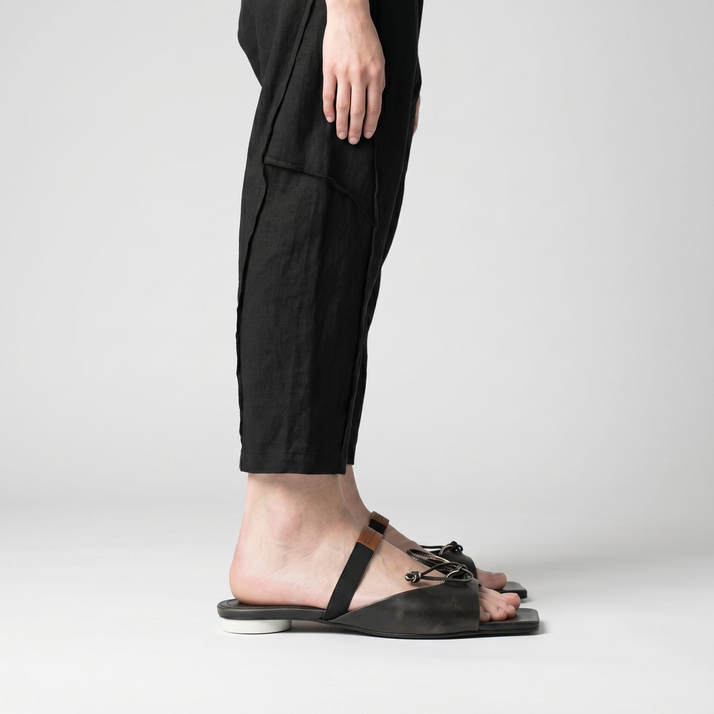 Square Toe Leather Slingback Sandals