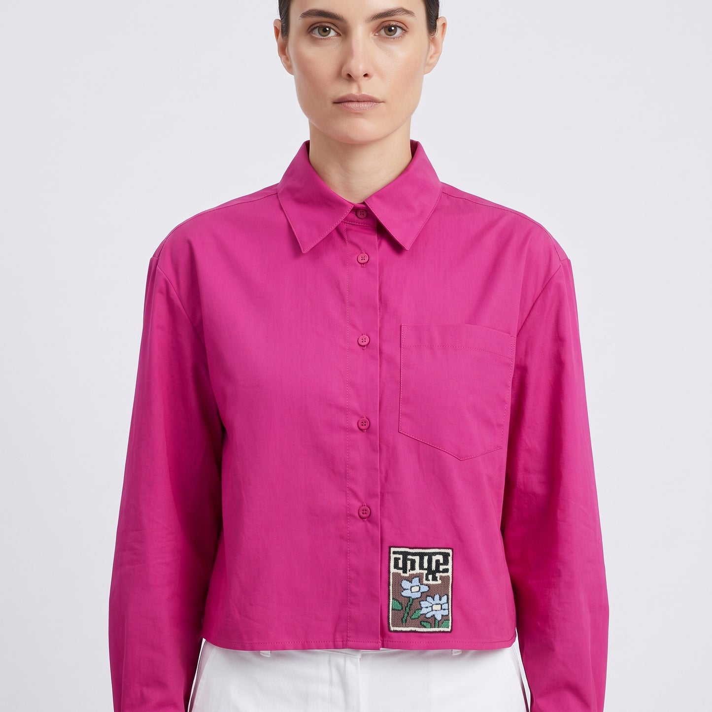 Vibrant Fuchsia Embroidered Shirt