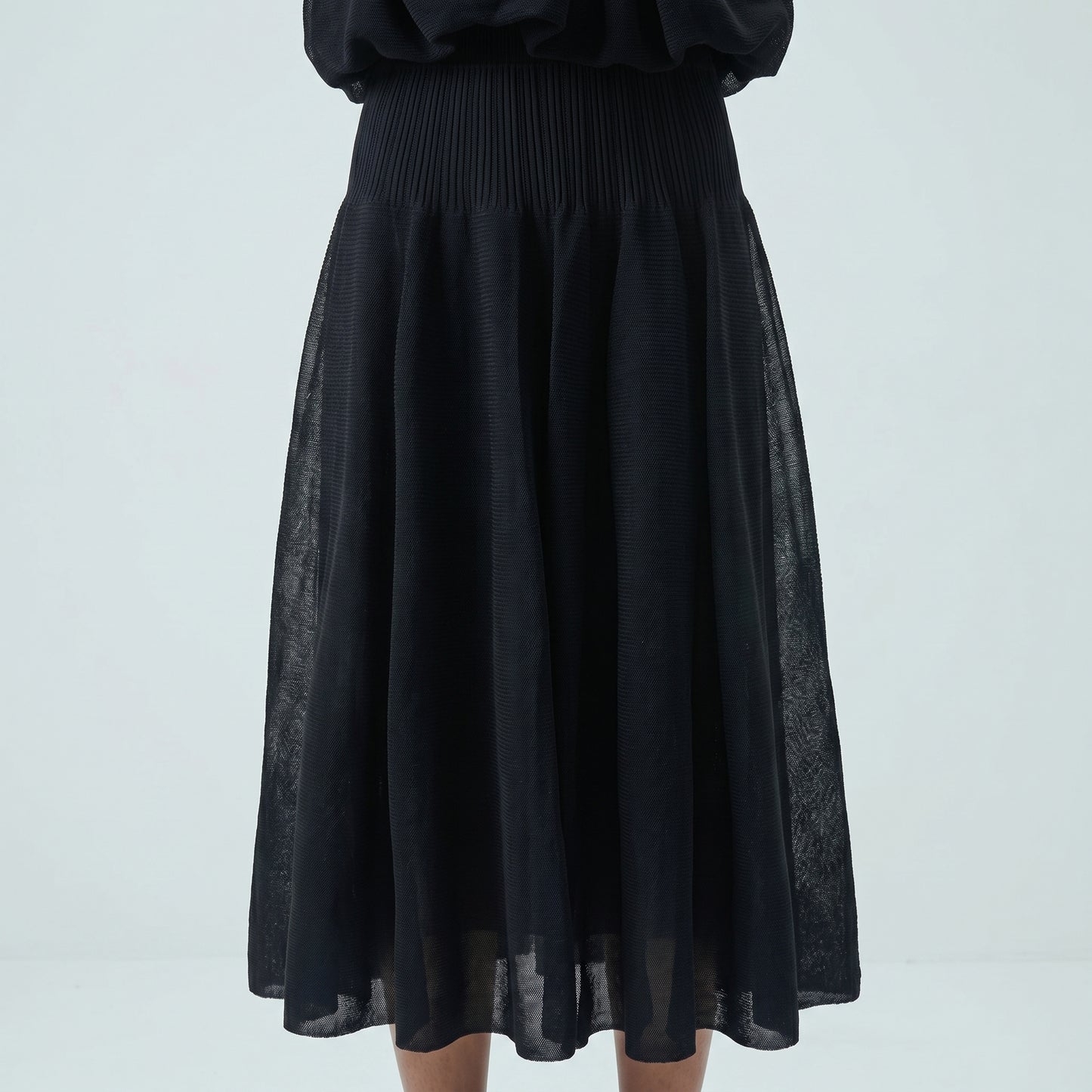 High-Waist Pleated Knit Skirt