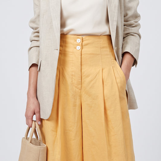 High-Waisted Pleated Wide-Leg Trousers