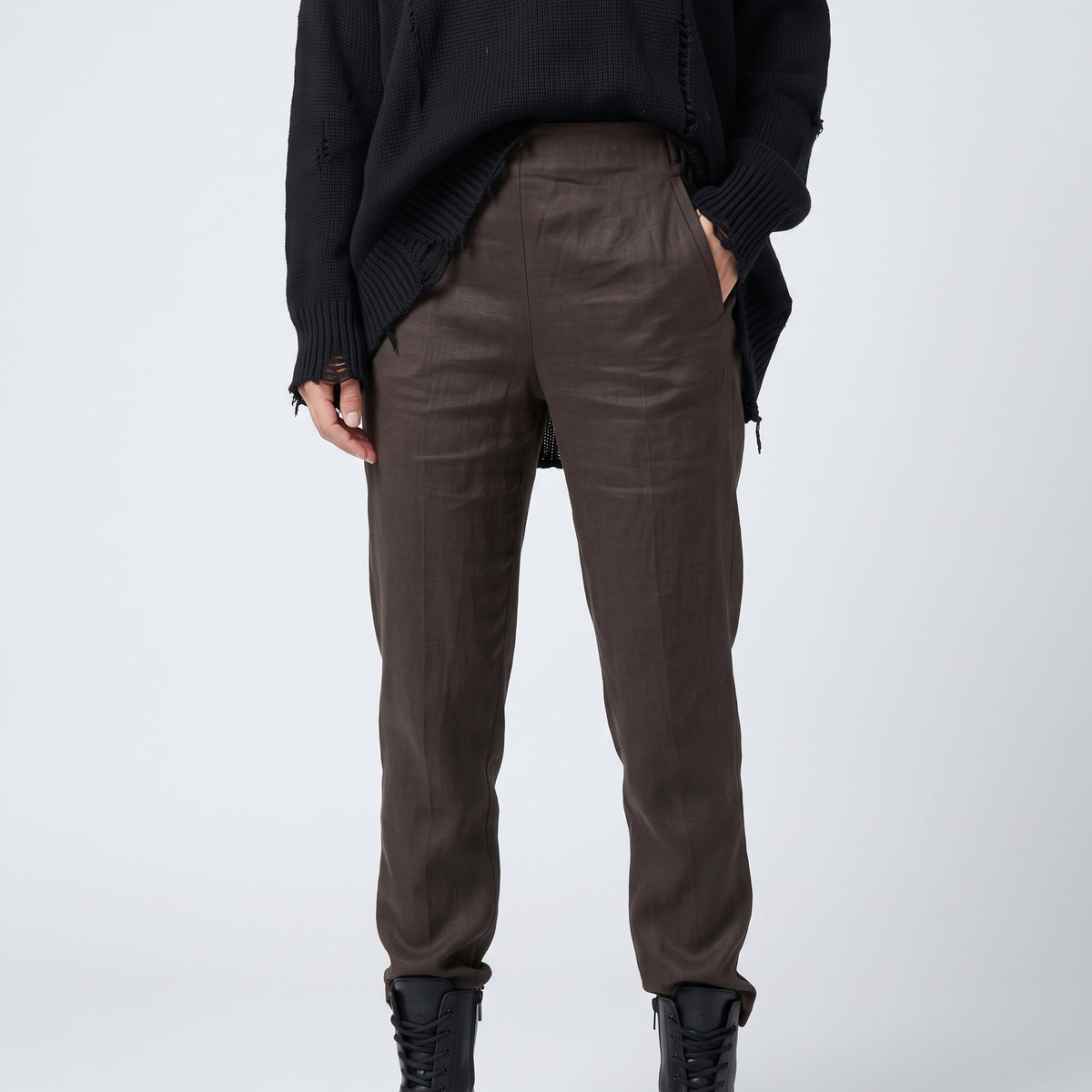 Tailored Dark Brown Slim Trousers