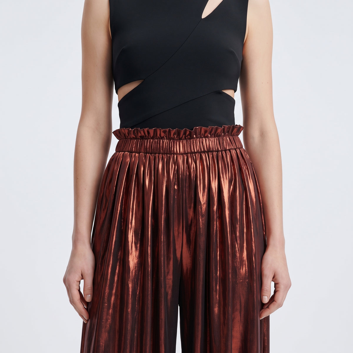 Metallic Ombre Ruched Trousers