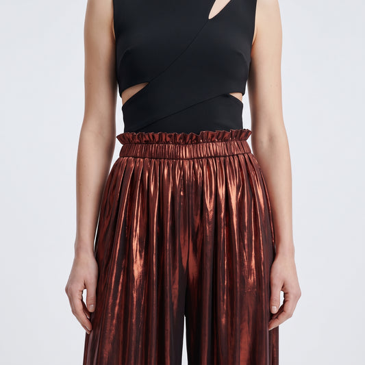 Metallic Ombre Ruched Trousers