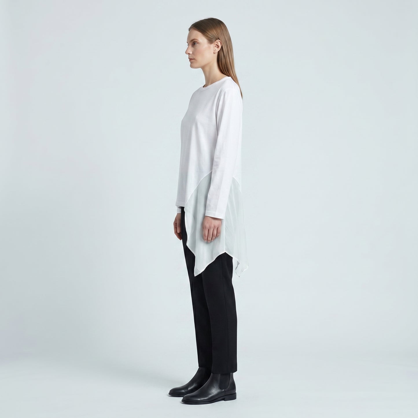 Asymmetric Draped Long Sleeve Top