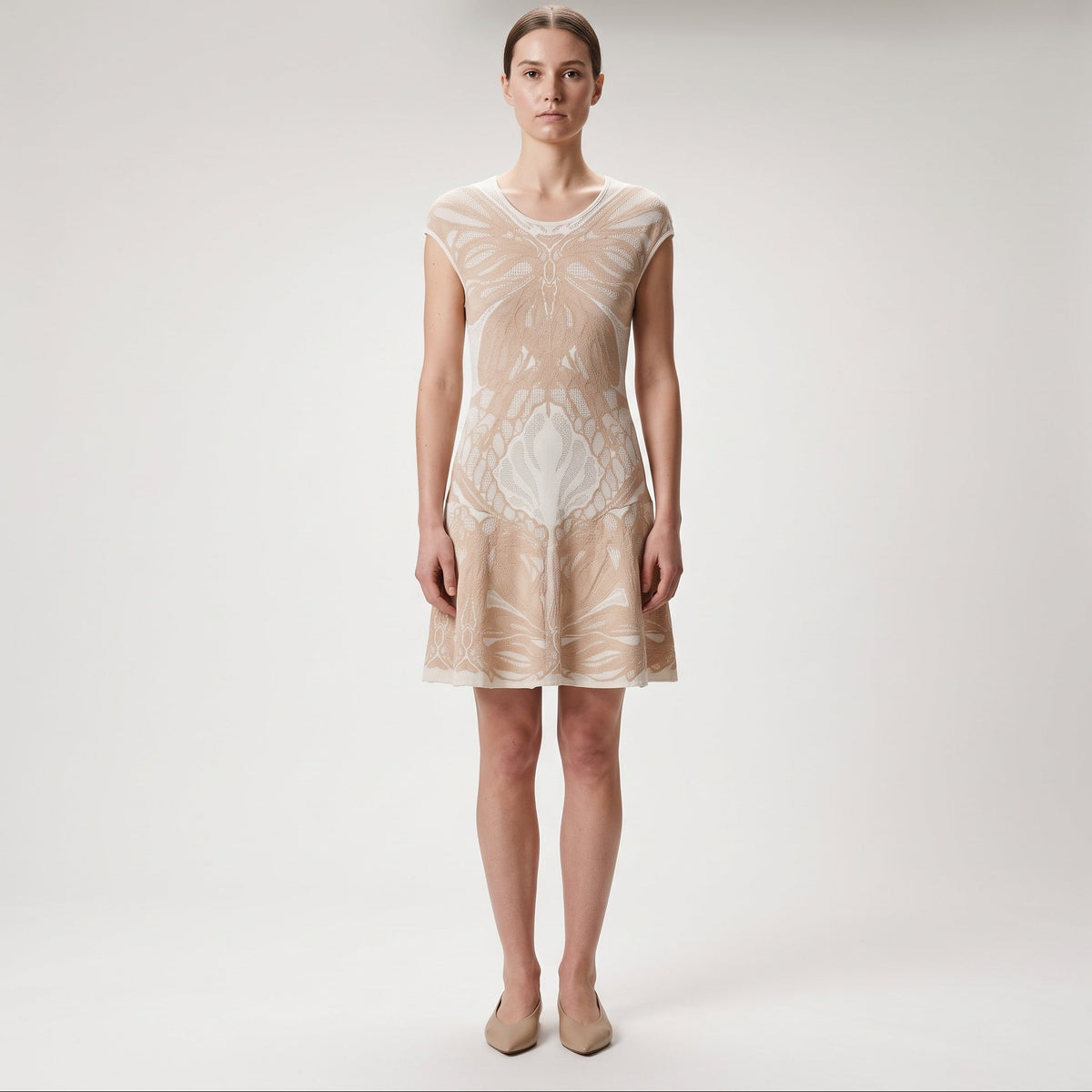 Butterfly Jacquard Knit Mini Dress