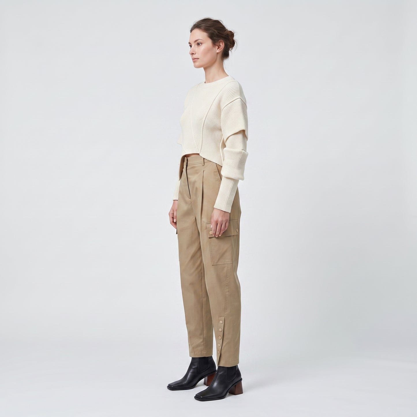 Tailored High-Rise Cargo Trousers