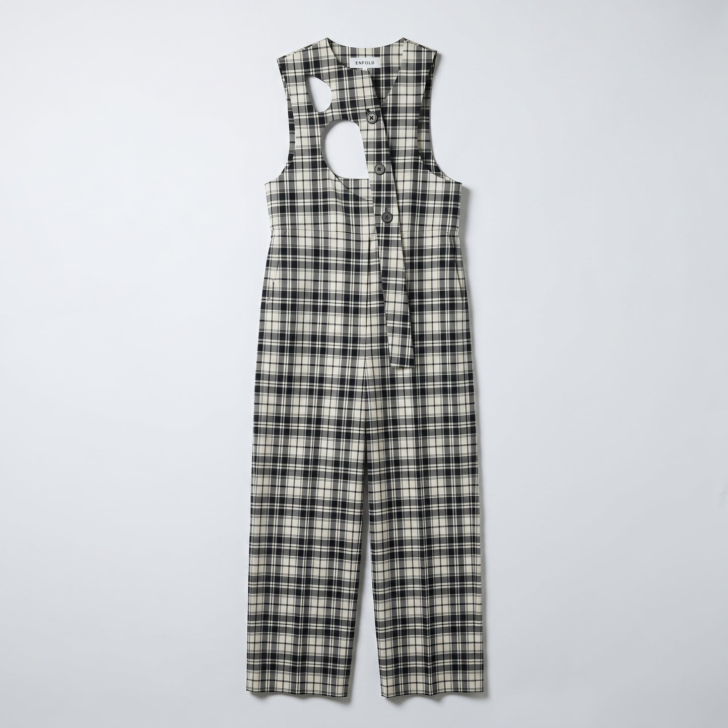 Structured Plaid Cutout Jumpsuit