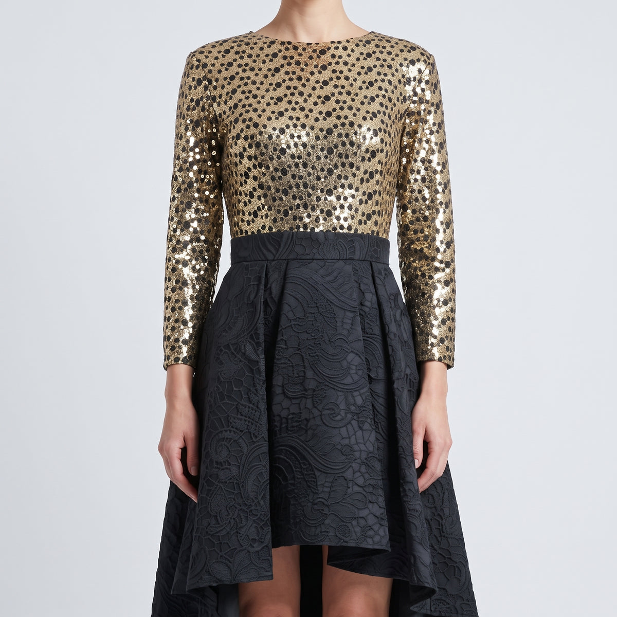 Sequin Bodice High-Low Dress