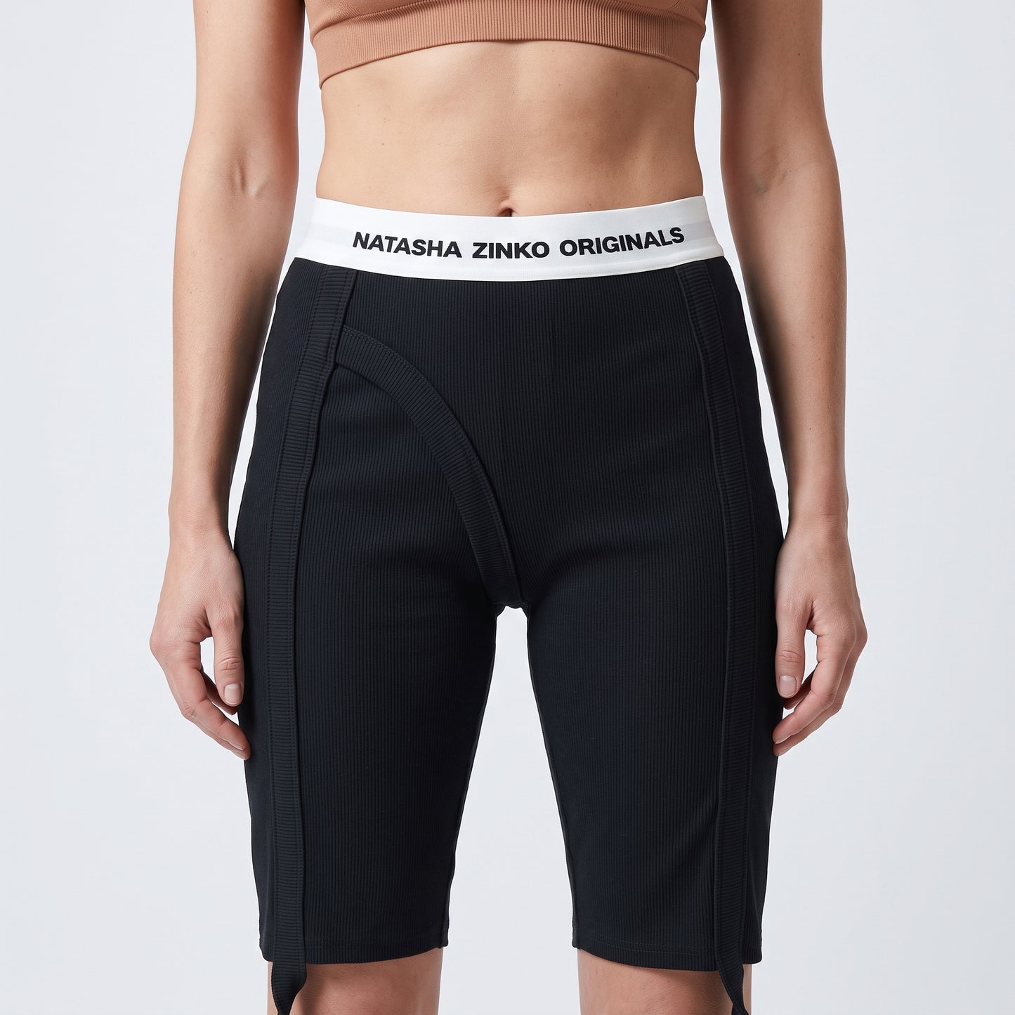 Ribbed Logo Waist Biker Shorts