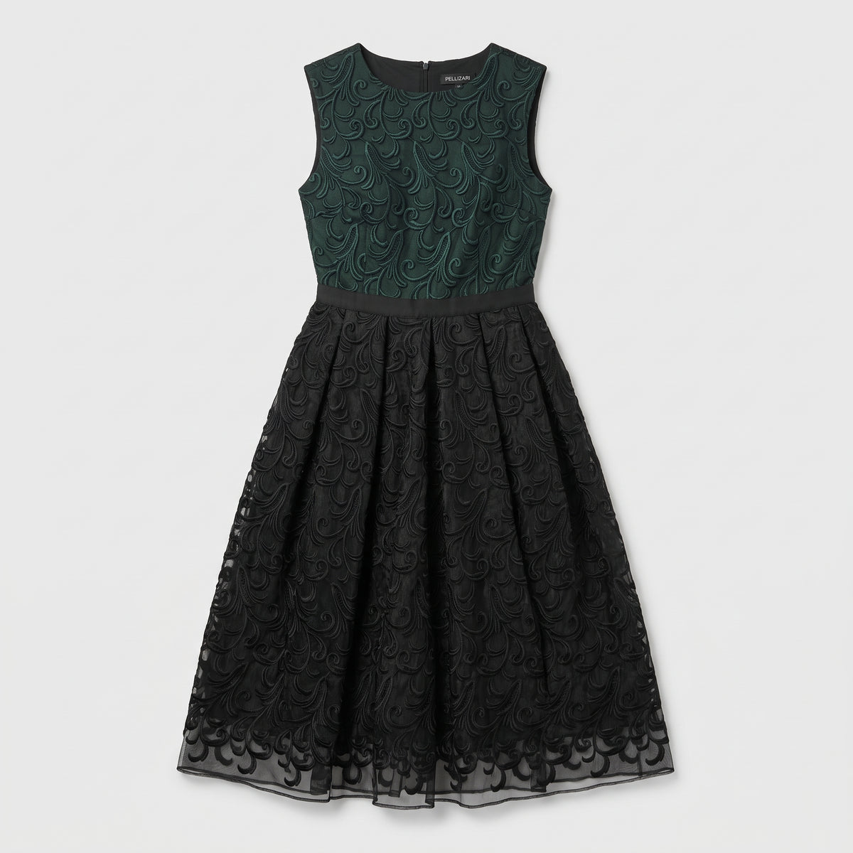 Two Tone Embroidered Flare Dress
