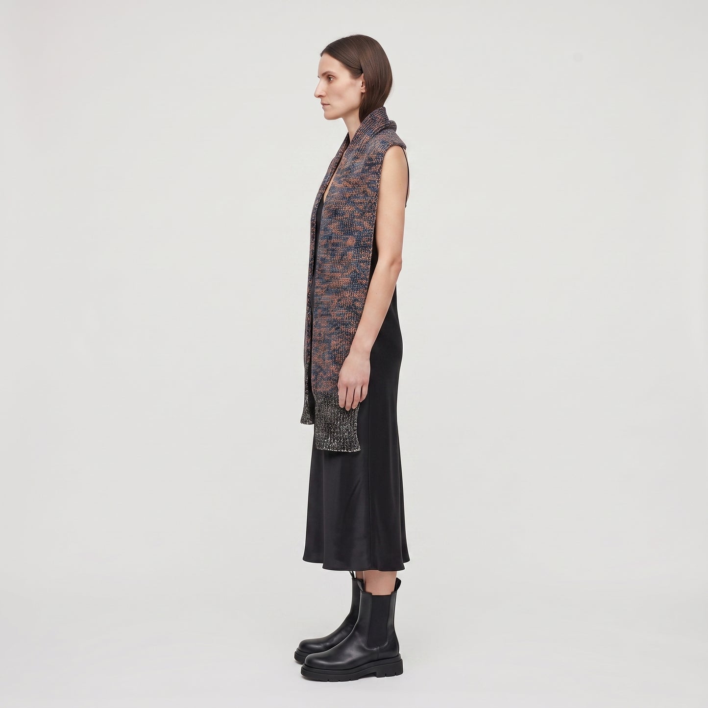 Marled Knit Ribbed Scarf