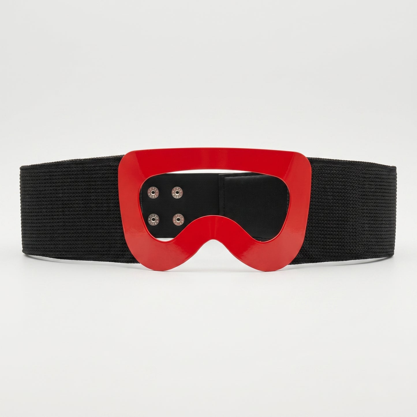 Sculptural Red Buckle Elastic Belt