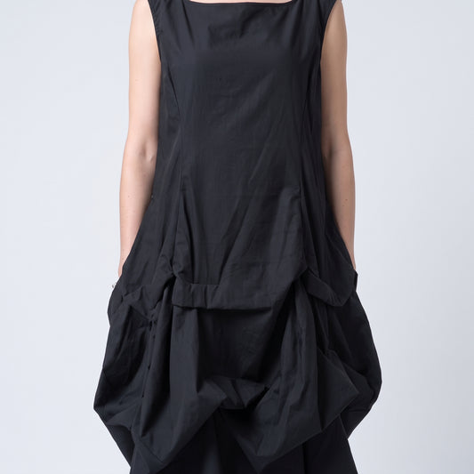 Architectural Draped Cotton Dress