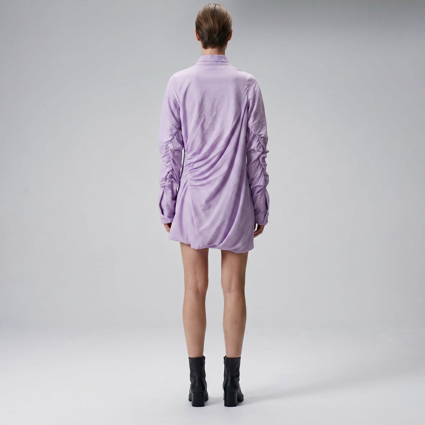 Lavender Ruched Collared Shirt