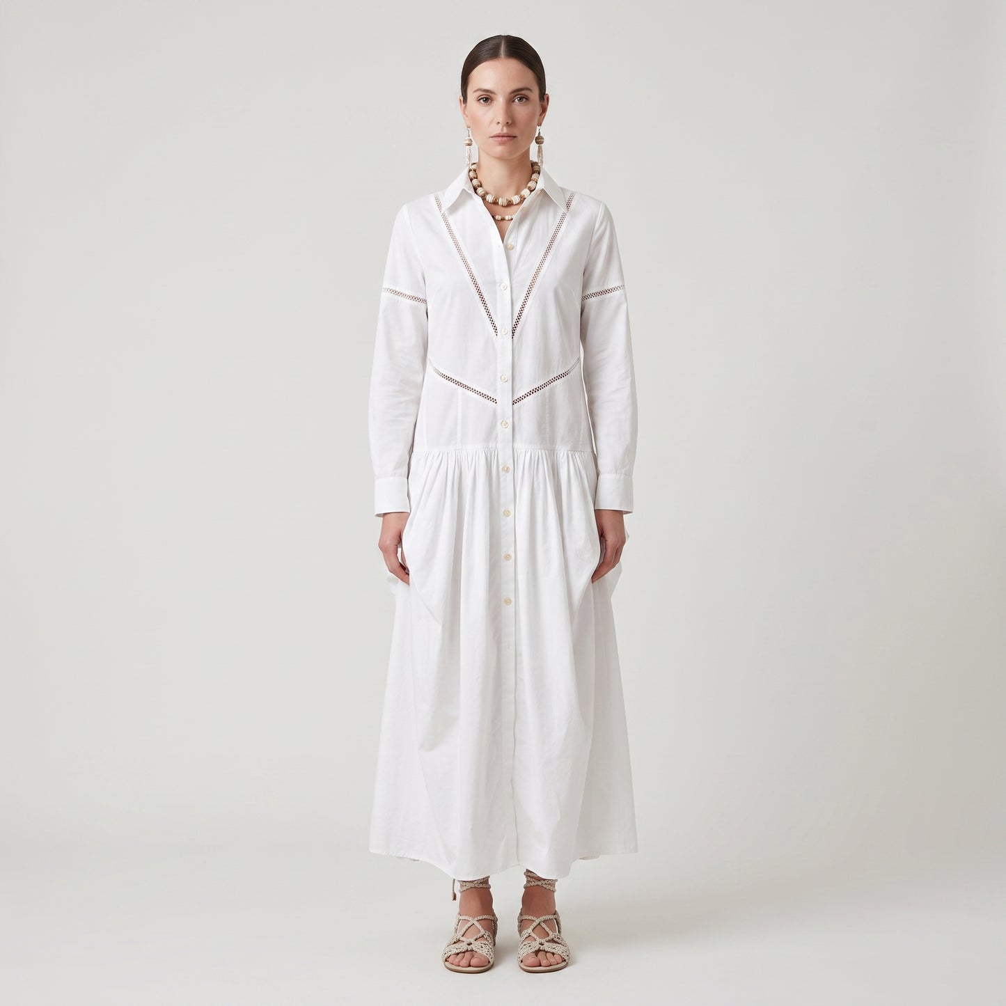 Structured White Poplin Shirt Dress