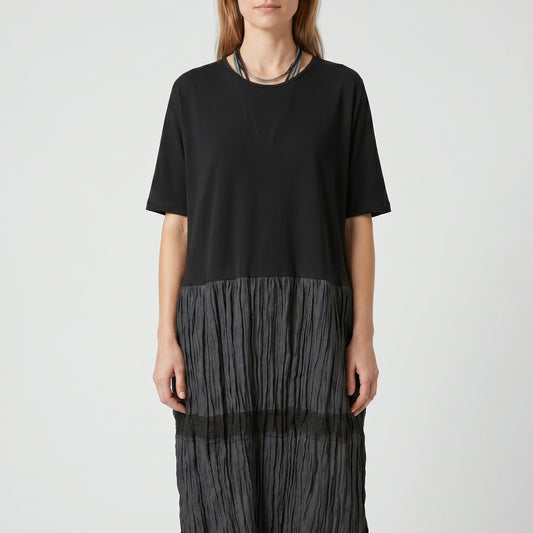 Mixed Media Textured Midi Dress
