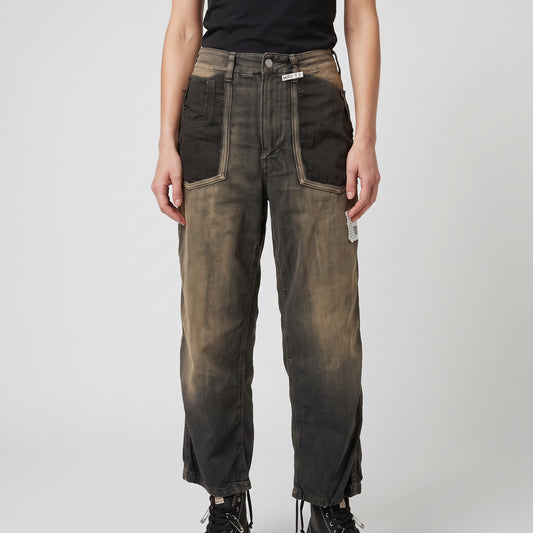 Distressed Patchwork Denim Trousers