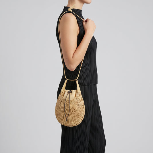 Textured Drawstring Bucket Bag