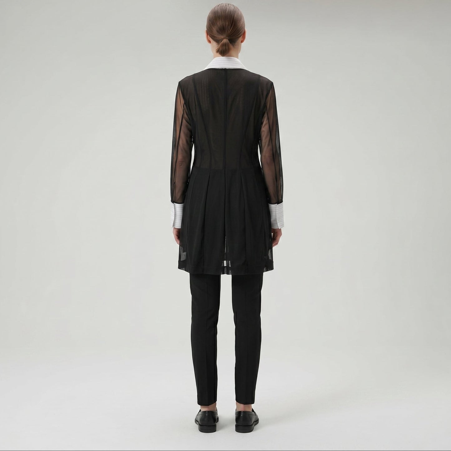 Sheer Contrast Collar Tailored Jacket