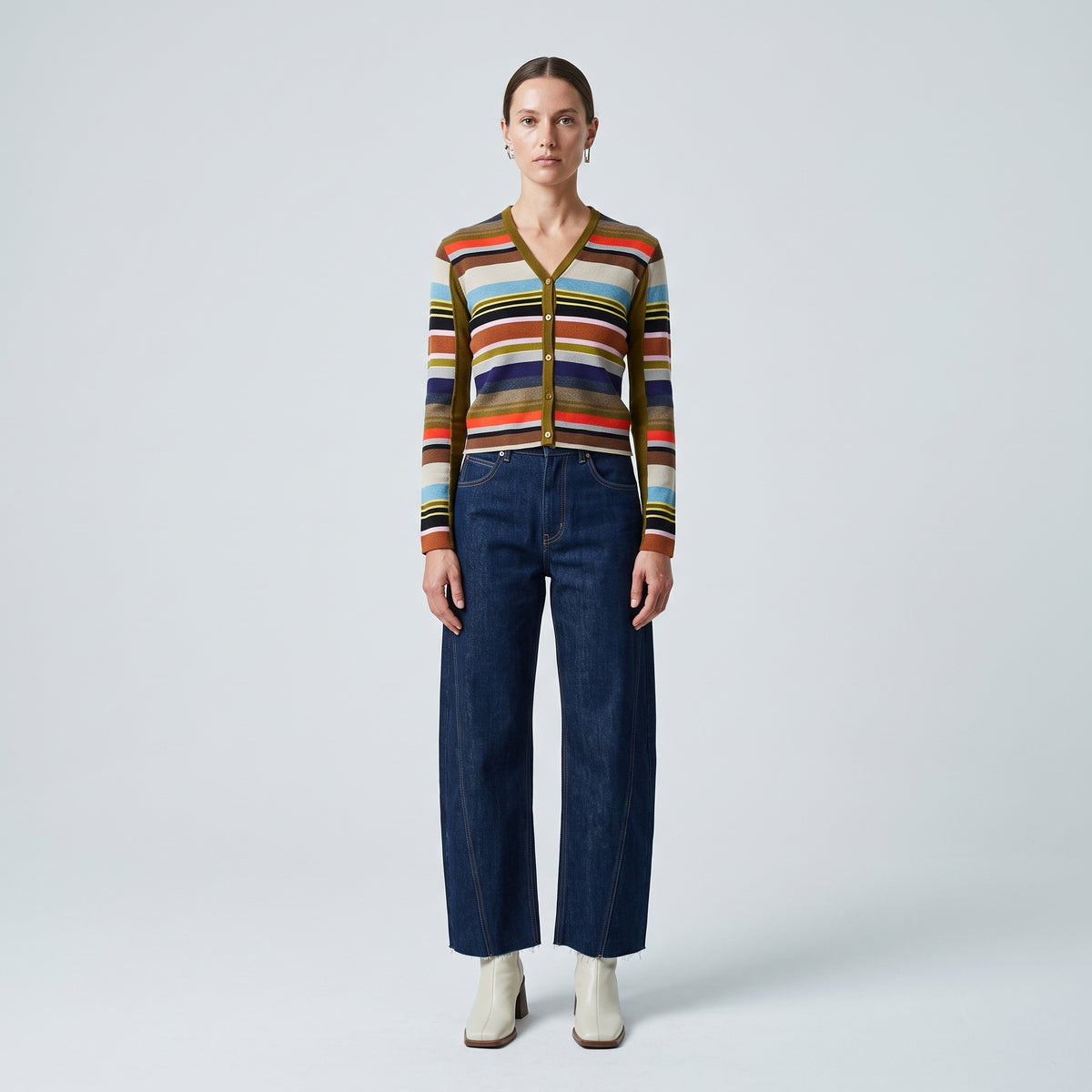 Multicolor Striped Knit Cardigan