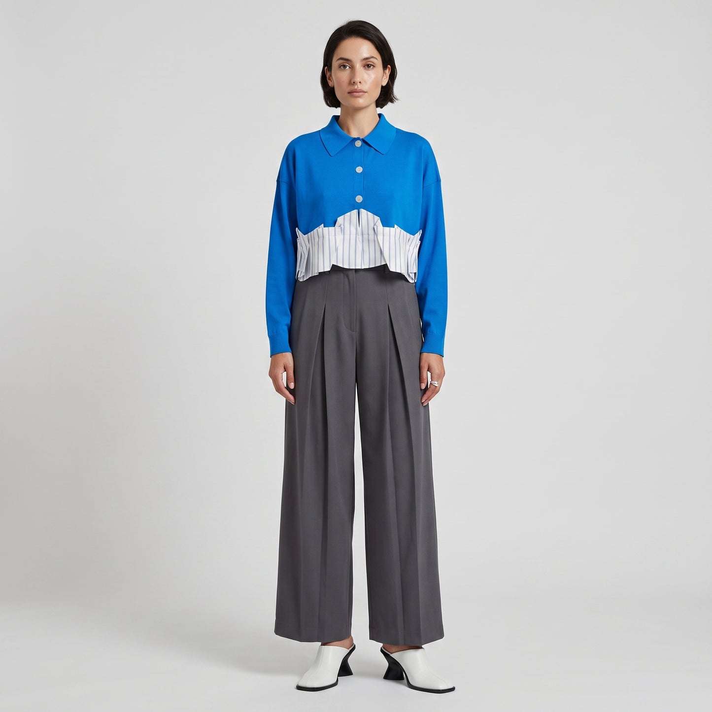 Contrast Hem Polo Cardigan
