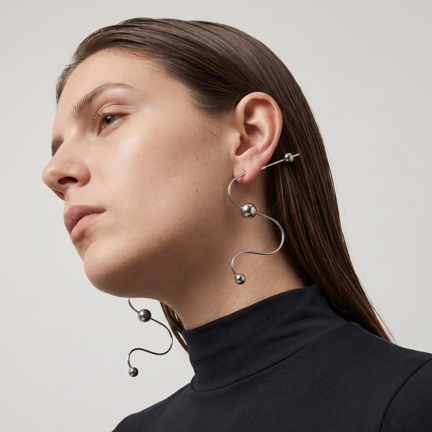 Sculptural Silver Wave Earrings