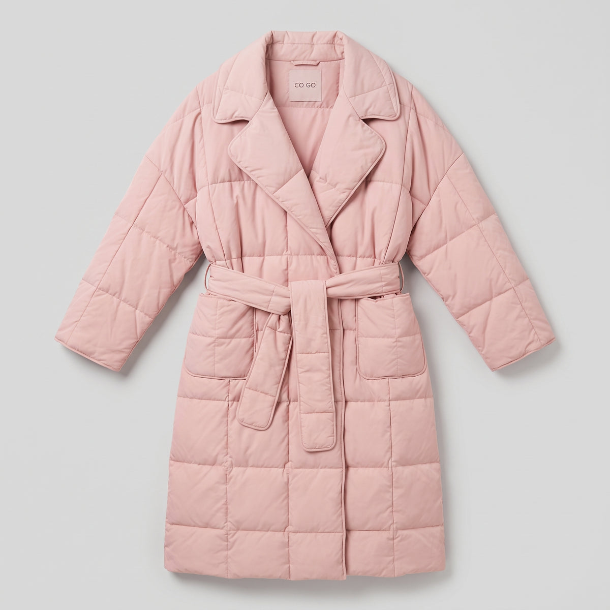 Quilted Belted Pastel Puffer Coat