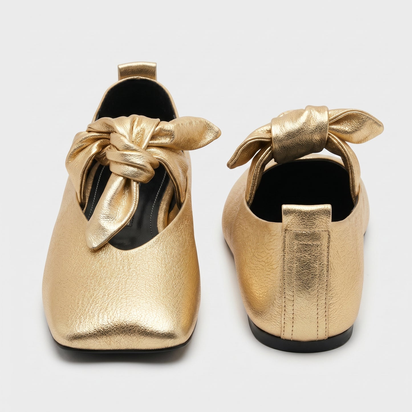Metallic Gold Bow Ballet Flats