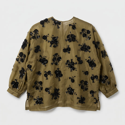 Embellished Sheer Floral Blouse