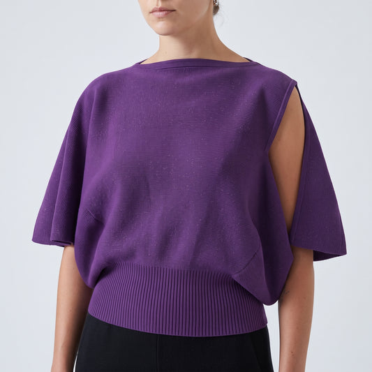 Cutout Detail Purple Knit Top