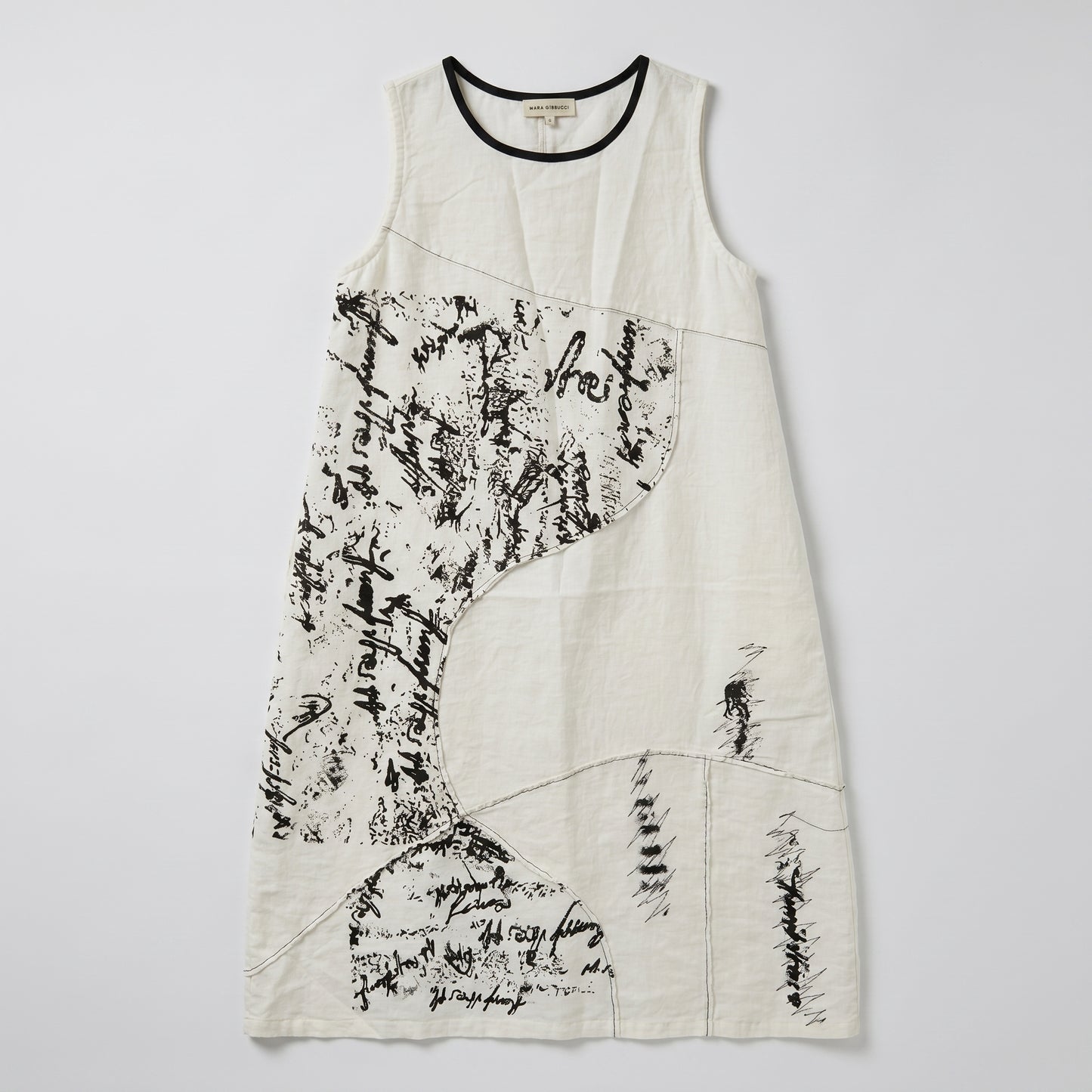 Abstract Print Linen Shift Dress