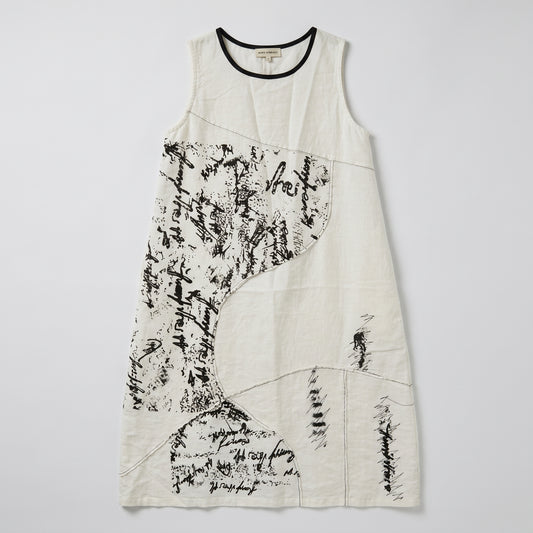 Abstract Print Linen Shift Dress