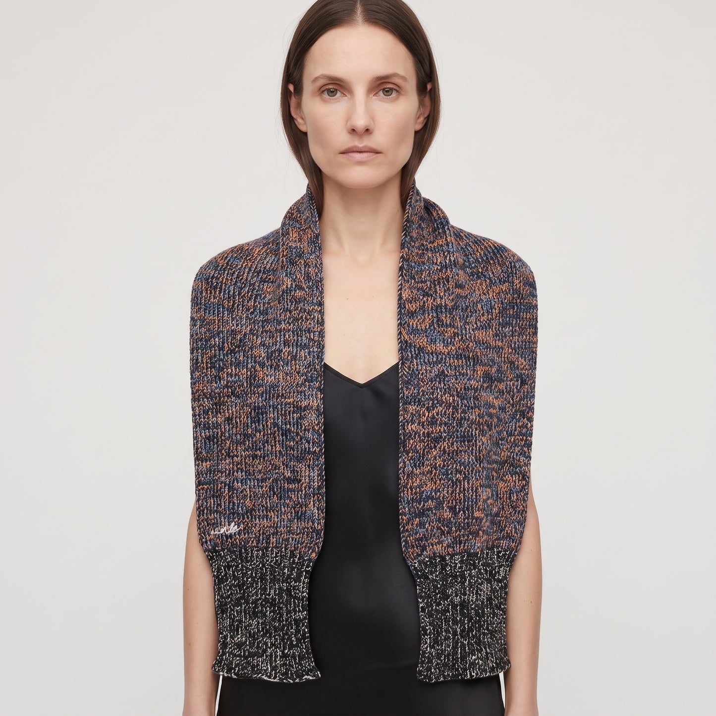 Marled Knit Ribbed Scarf