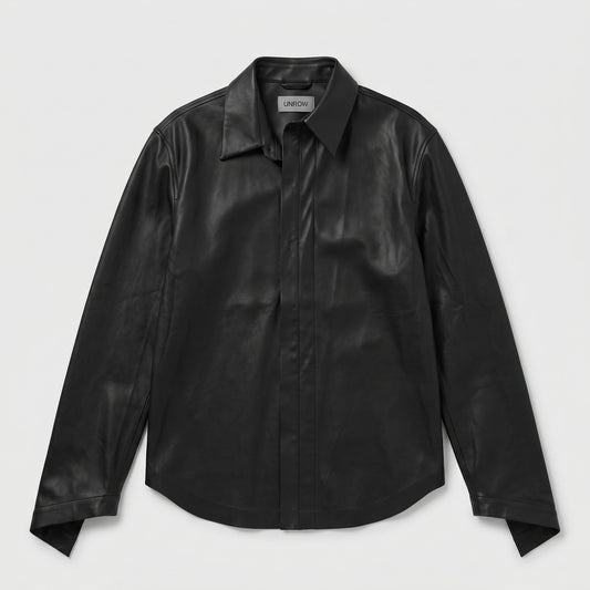 Minimalist Black Leather Shirt
