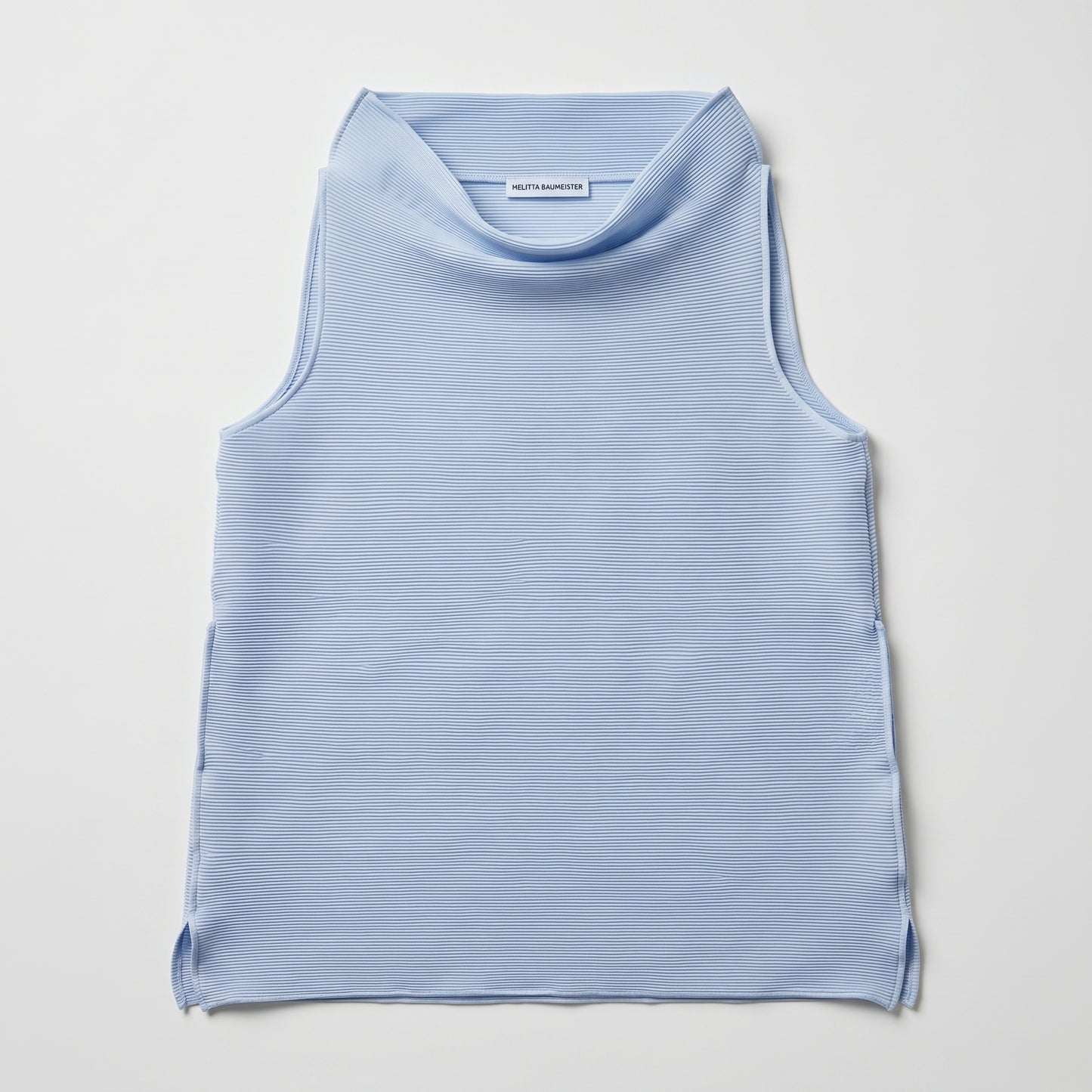 Pleated Sleeveless Mock Neck Top
