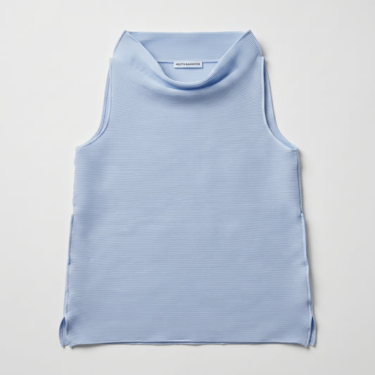 Pleated Sleeveless Mock Neck Top