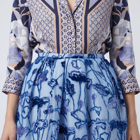 Floral Embroidered Midi Skirt
