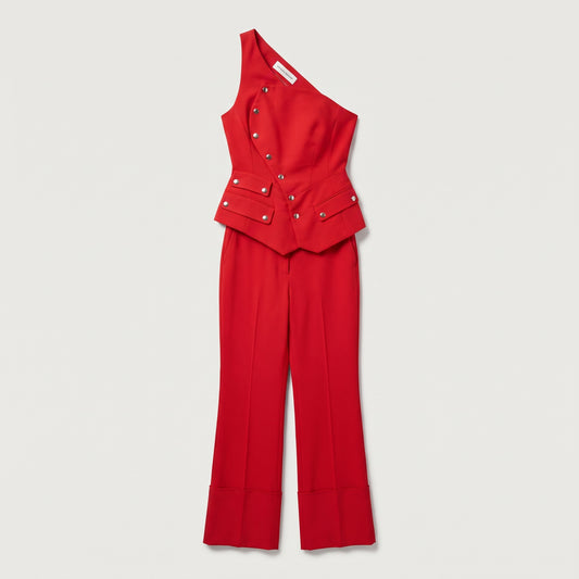 One-Shoulder Peplum Tailored Jumpsuit