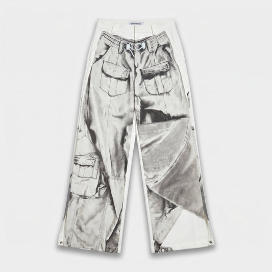 Trompe L'oeil Graphic Cargo Trousers
