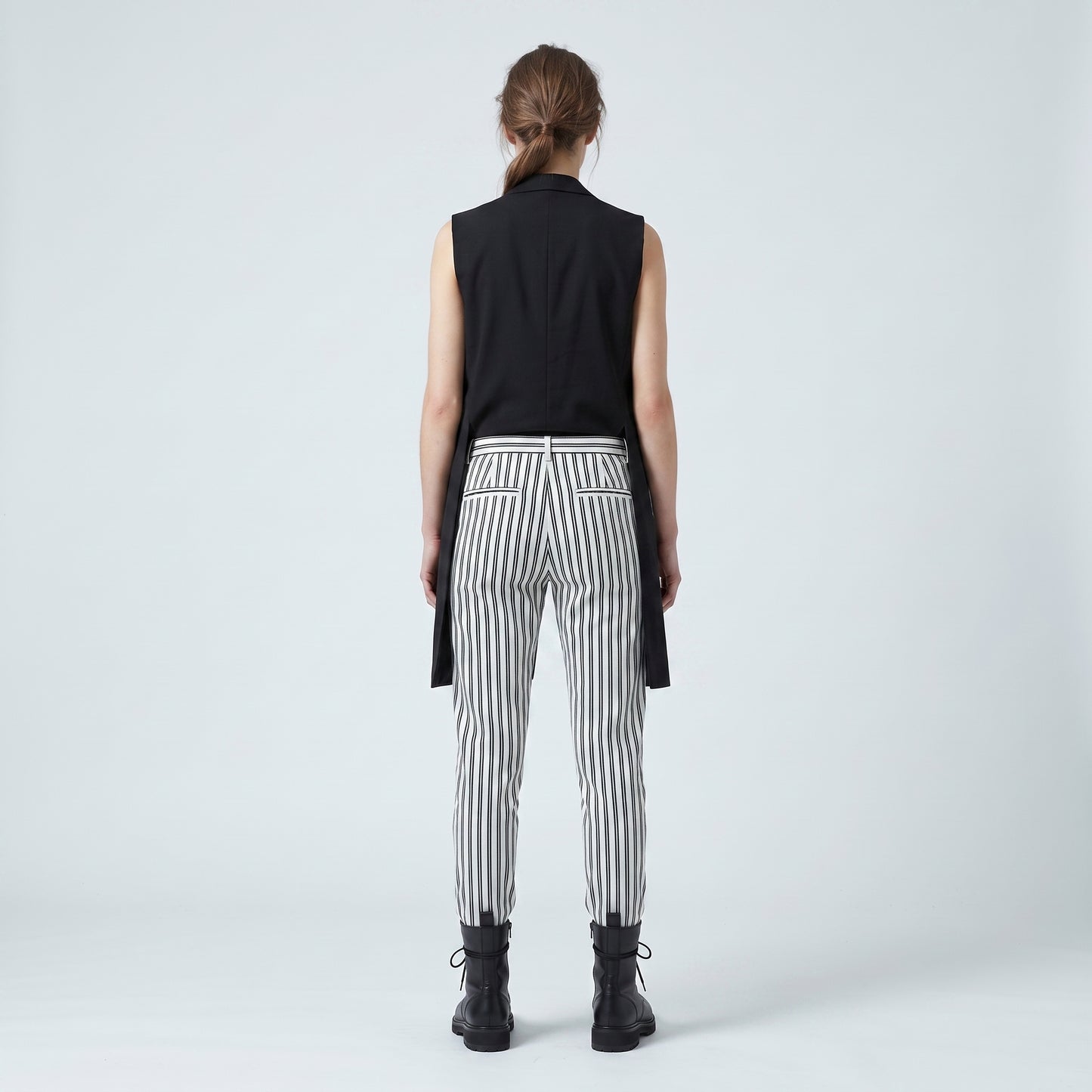 Asymmetric Striped Tailored Trousers