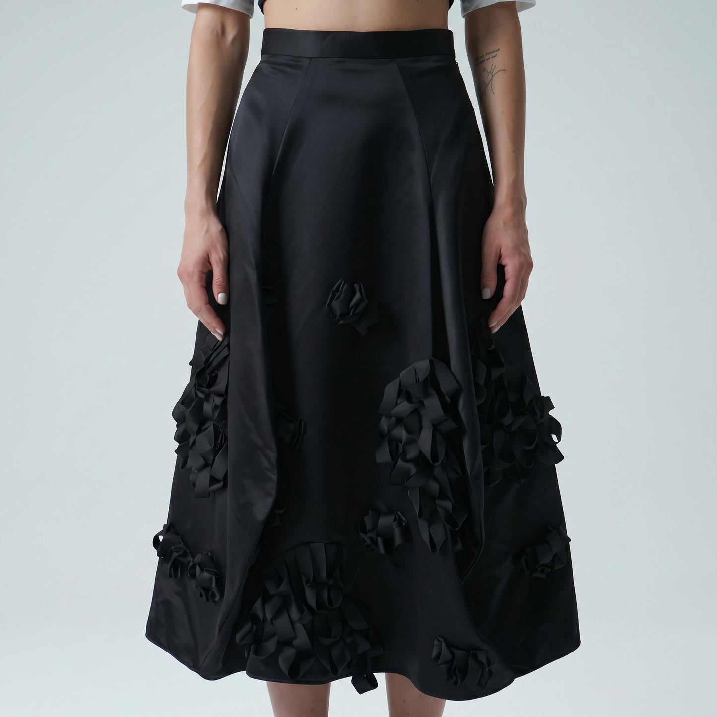 Embellished Silk A-Line Skirt