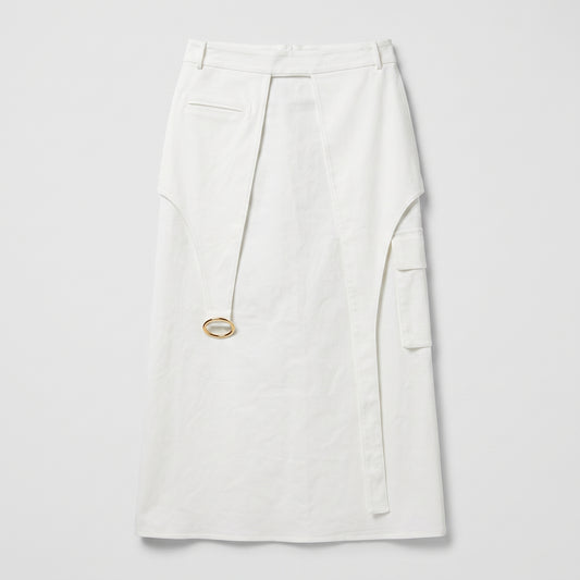 Architectural White Midi Skirt