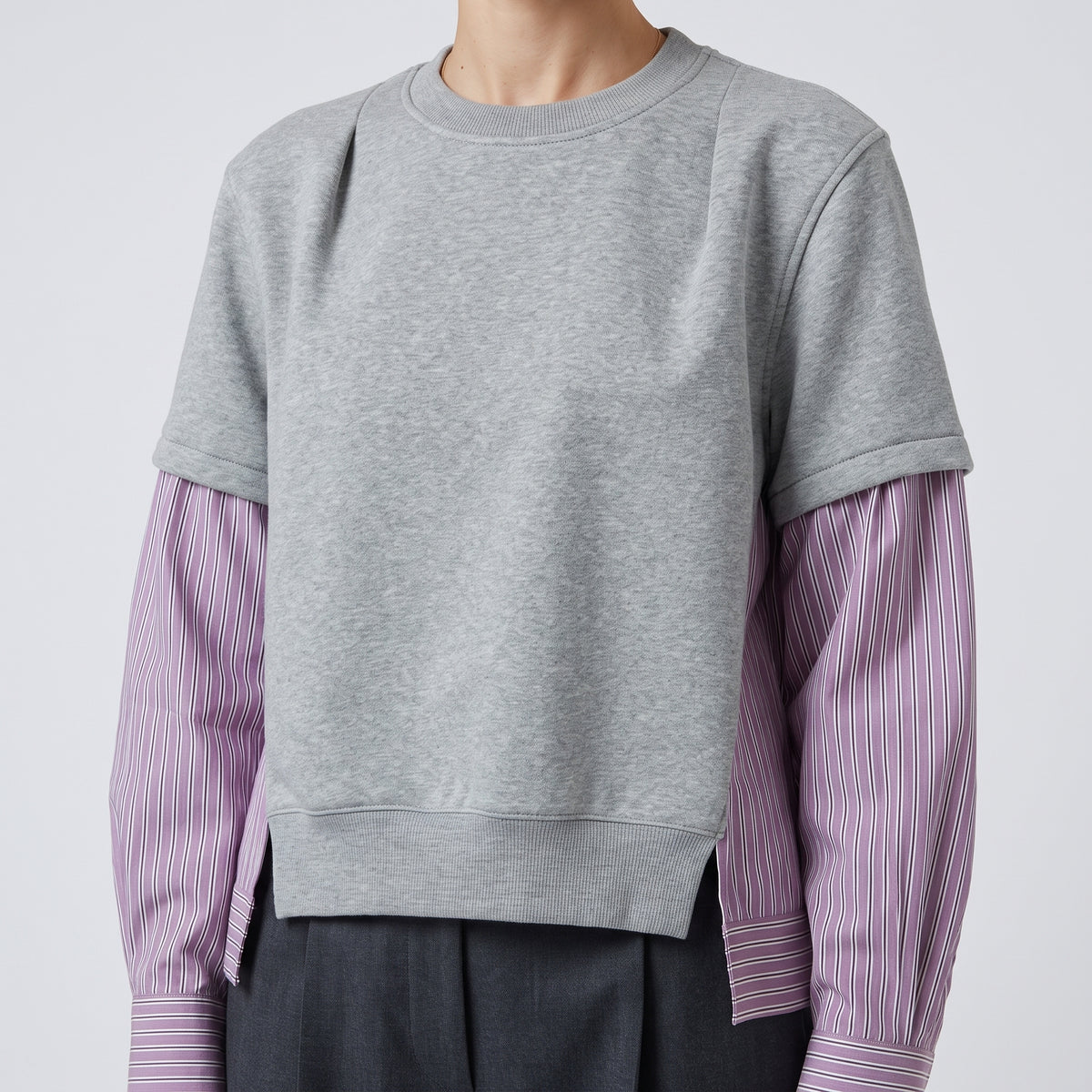 Layered Mixed Media Sweatshirt