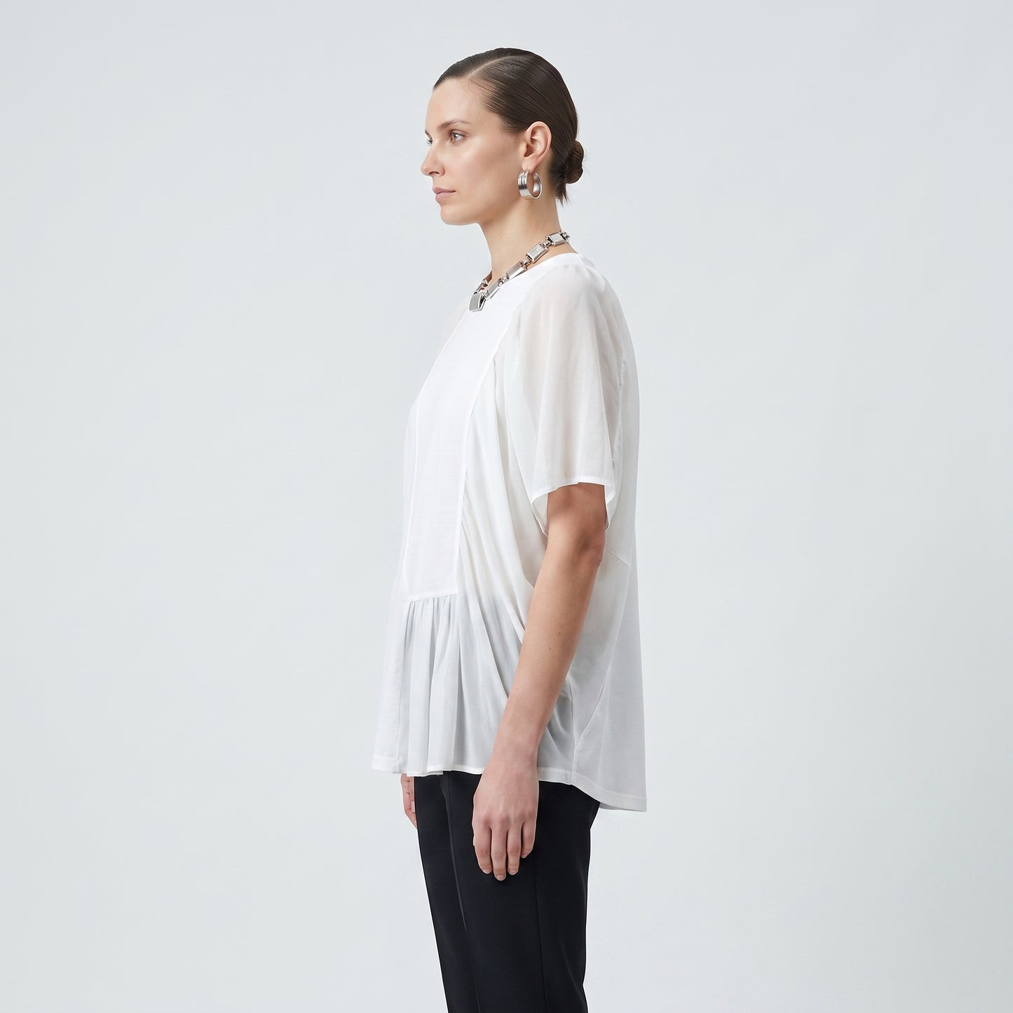 Asymmetric Ruffled Cotton Tee