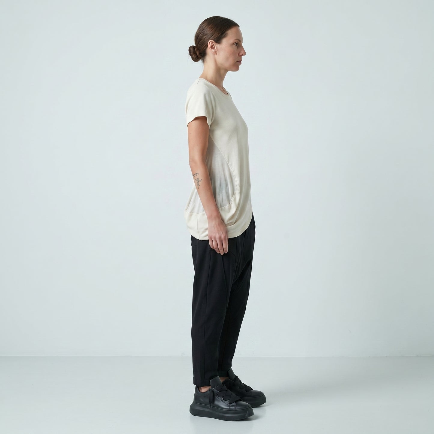 Draped Asymmetrical Cotton Tee